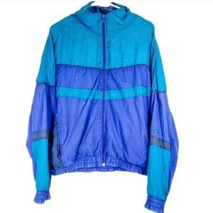 90's Men's Dunlop Windbreaker Jacket Blue Teal M